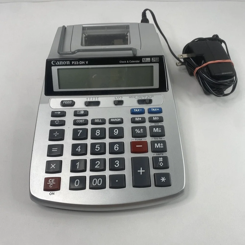 Canon Desktop Printing Calculator P23-DH V Clock&Calendar 12 Digits MINT/TESTED!